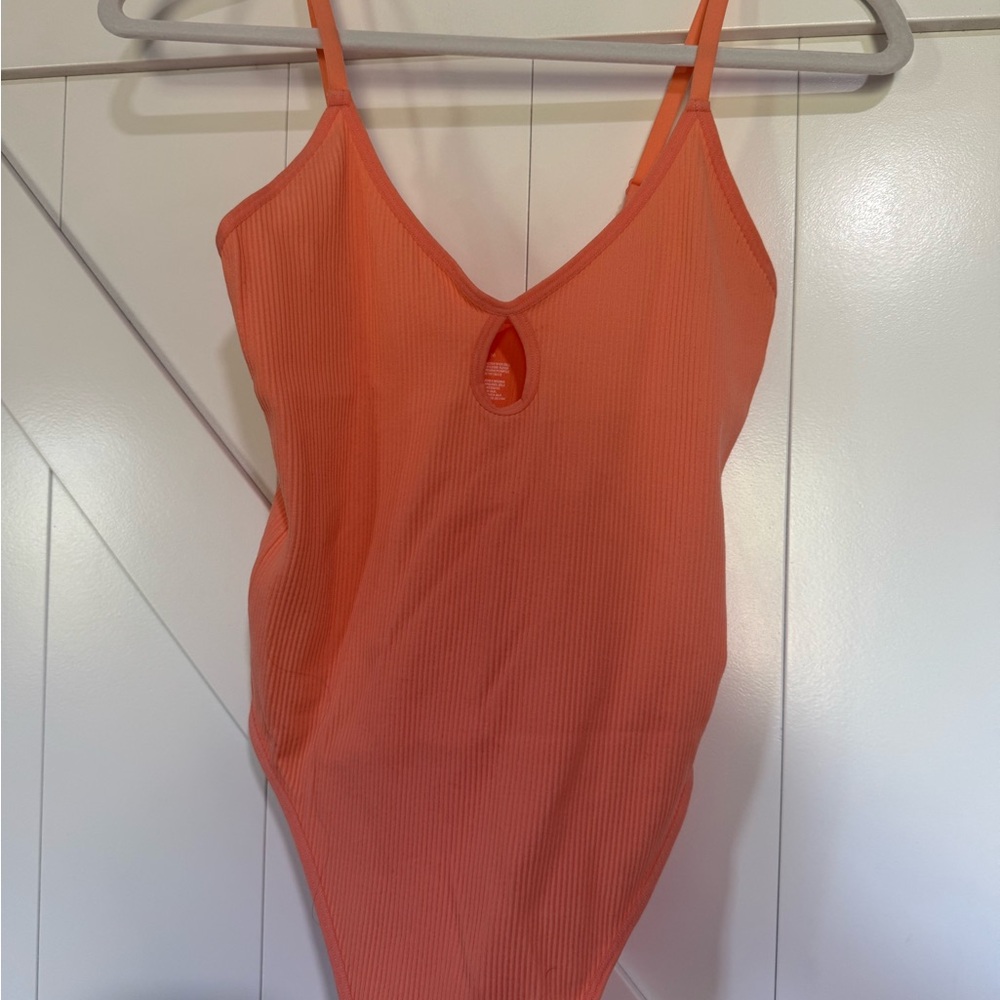 Coral Thong Ribbed Bodysuit